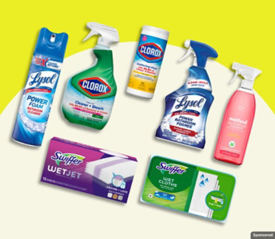 Swiffer, Clorox, and other cleaning products.