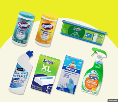 Swiffer, Clorox, and other cleaning products.