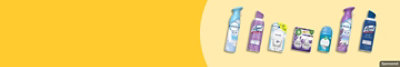 Lysol, Febreze and other air freshener products on a yellow background.