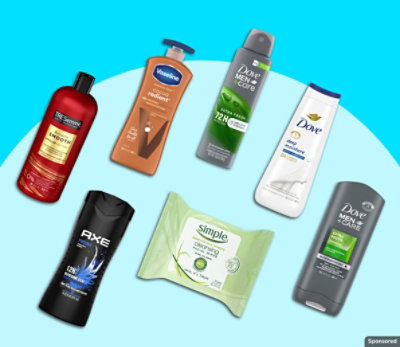 Dove, AXE, Vaseline, and other personal care products.