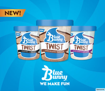 Ice cream displayed on a blue background.