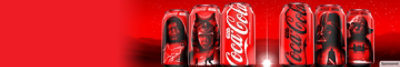 Coke cans featuring Emperor Palpatine, Ahsoka Tano, Darth Vader and Yoda.