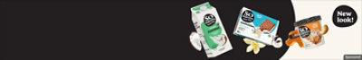 Ad promo of Assorted So Delicious Dairy Free products with a text badge that reads New Look.