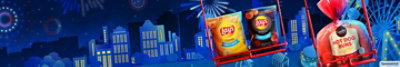 Lay's classic and barbecue with Signature Hot Dog Buns in a fair at night.
