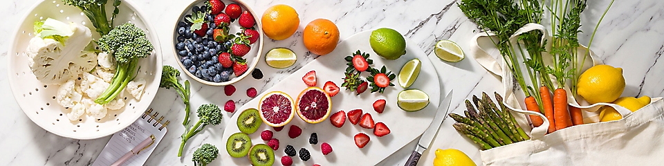 Delicious & Nutritious fresh fruits and veggies for heart healthy snacks and nourishing meals. 