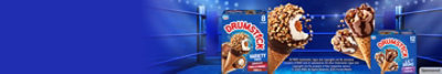 Drumstick cones in and out of pack on a blue background with WWE focus.