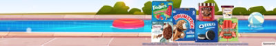 Edy's Grand Ice Cream products on a summer background featuring a pool.