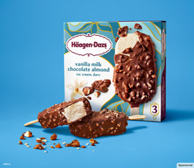 Haagen-Dazs ice cream bars on a blue background.
