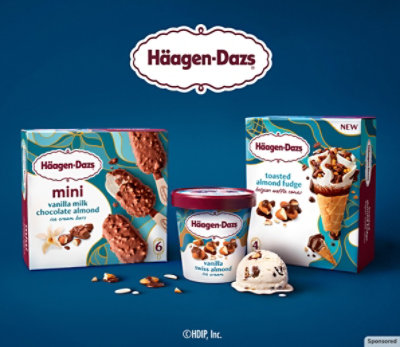 Haagen-Däzs products on a blue background.