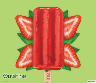 Outshine popsicle product image on green background.