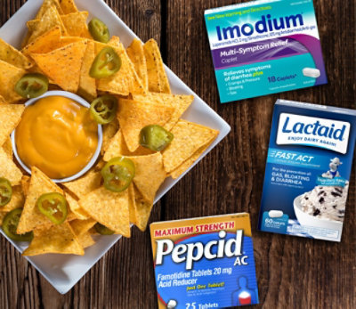 Imodium, Lactaid, Pepcid AC