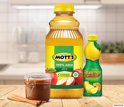 A jar of homemade apple cinnamon jelly, made with Mott's apple juice.