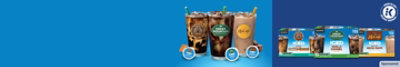Glasses of freshly brewed iced coffee from Green Mountain, The Original Donut Shop and McCafe.