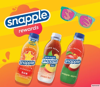 Bottles of Snapple Elements, Snapple Peach Tea and Snapple Apple with summer essentials.