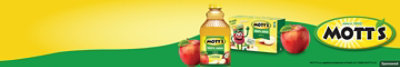 A 64 ounce bottle of Mott's apple juice with a package of juice boxes.