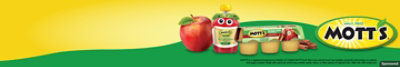 A lineup of Mott's® applesauce pouches and applesauce cups.
