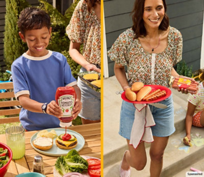 Image of Heinz being squeezed onto a burger and Oscar Mayer hot dogs sizzled to perfection.