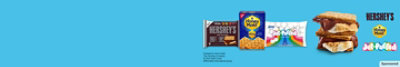 Product packaging, Honey Maid grahams,    Jet-Puffed marshmallow, and HERSHEY'S chocolate.
