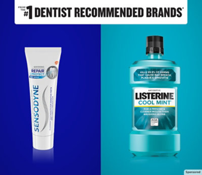 Sensodyne toothpaste and Listerine mouthwash