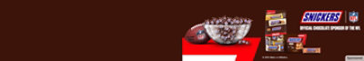 SNICKERS® candy imagery with SNICKERS® and NFL logo. The official chocolate sponsor of the NFL.