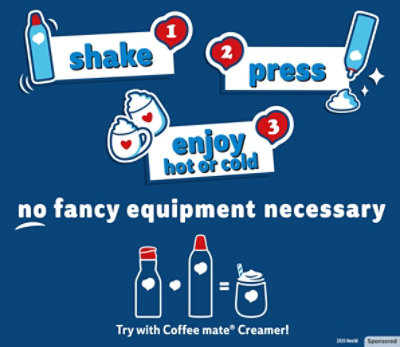 Coffee mate Cold Foam packages on a blue background.