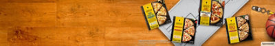 Variety of California Pizza Kitchen pizza options on a basketball court background.