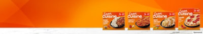 Lean Cuisine® boxes on an orange background
