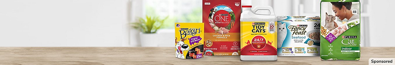 Get free delivery when you spend 35 dollars on select Purina products.