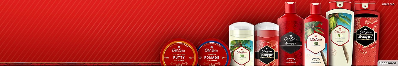 Old Spice antiperspirant, deodorant, body wash, hair and beard care.