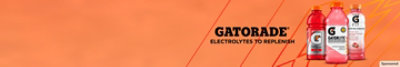 Gatorade. Electrolytes to replenish. Gatorade products on an orange background