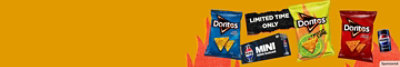 Limited time only. Doritos and Pepsi products on an orange background.