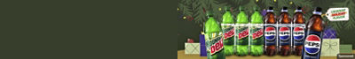 Bottles of Pepsi and Mountain Dew on a festive background and text on a tag unwrap holiday flavor.