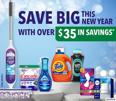 P&G products including Tide, Dawn, Cascade, Swiffer, Downy, Always and Febreze on platforms.