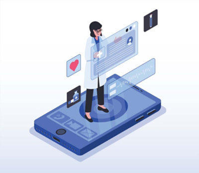 personalized care lady viewing monitor