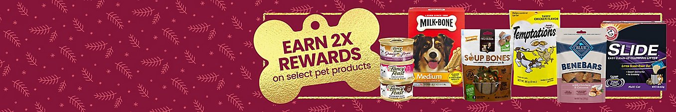 Joy to the pets. Treat your pet to holiday cheer. Buy $25, save $5 on select pet items.
