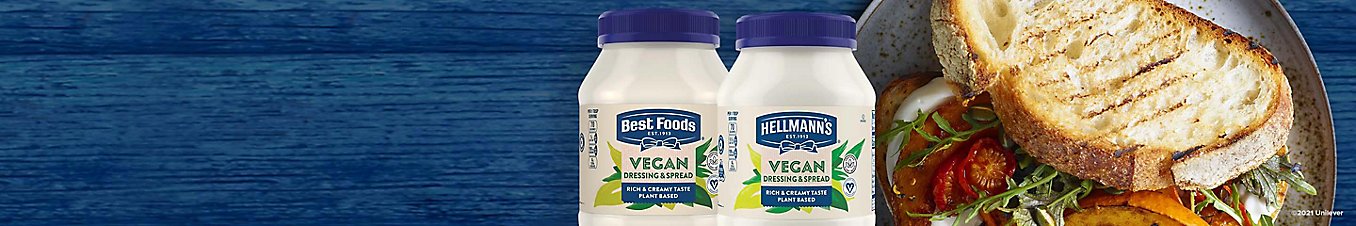 Sandwich made with Hellmann's and Best Foods plant based vegan dressing & spread