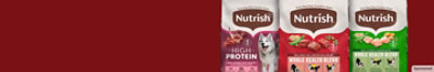 Nutritious Nutrish food in a line.