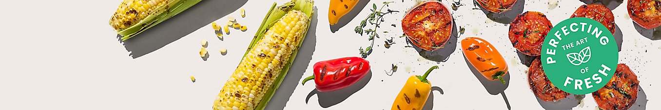 Grilled corn, peppers and vegetables
