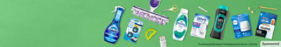 Dawn, Swiffer, Downy, Unstopables, Febreze, Zevo and Mr. Clean packs next to school supplies.