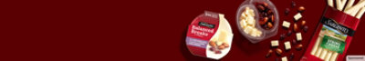 Sargento Balanced Breaks snack pack and String Cheese on a red background.
