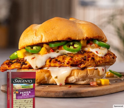 Nashville Honey Crunch Chicken Sandwich made with Sargento Pepper Jack Sliced Cheese.
