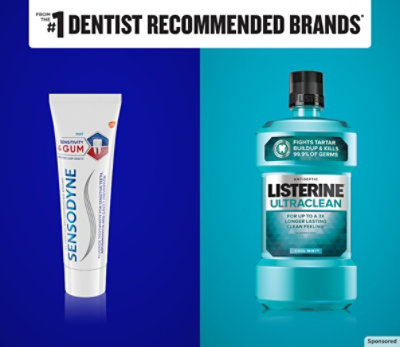 Sensodyne toothpaste and Listerine mouthwash