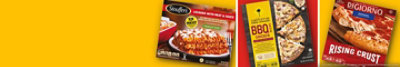  Stouffer's Lasagna, California Pizza Kitchen BBQ Chicken Pizza, and DiGiorno Rising Crust Pizza.