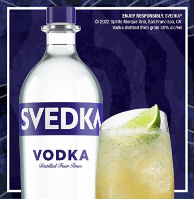 Enjoy responsibly. SVEDKA®. © 2022 Spirits Marque One, San Francisco, CA. Vodka distilled from grain 40% alc/vol