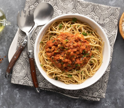 Vegan bolognese spaghetti