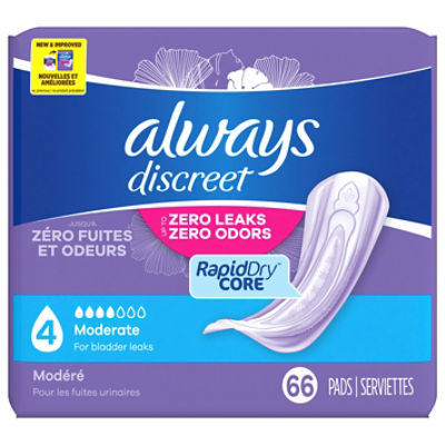 Always Discreet Moderate Up To 100% Leak Protection Incontinence Pads ...